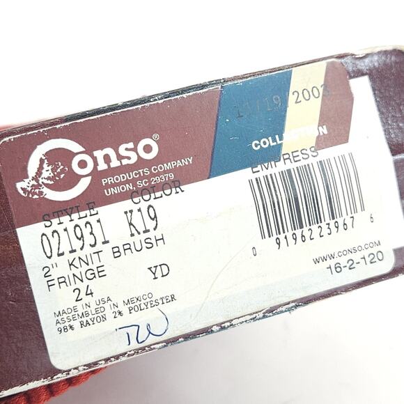 Vtg Conso Brush Fringe 2" Terracotta Red Trim Sewing Drapery Upholstery 9.5 yds - Picture 3 of 3